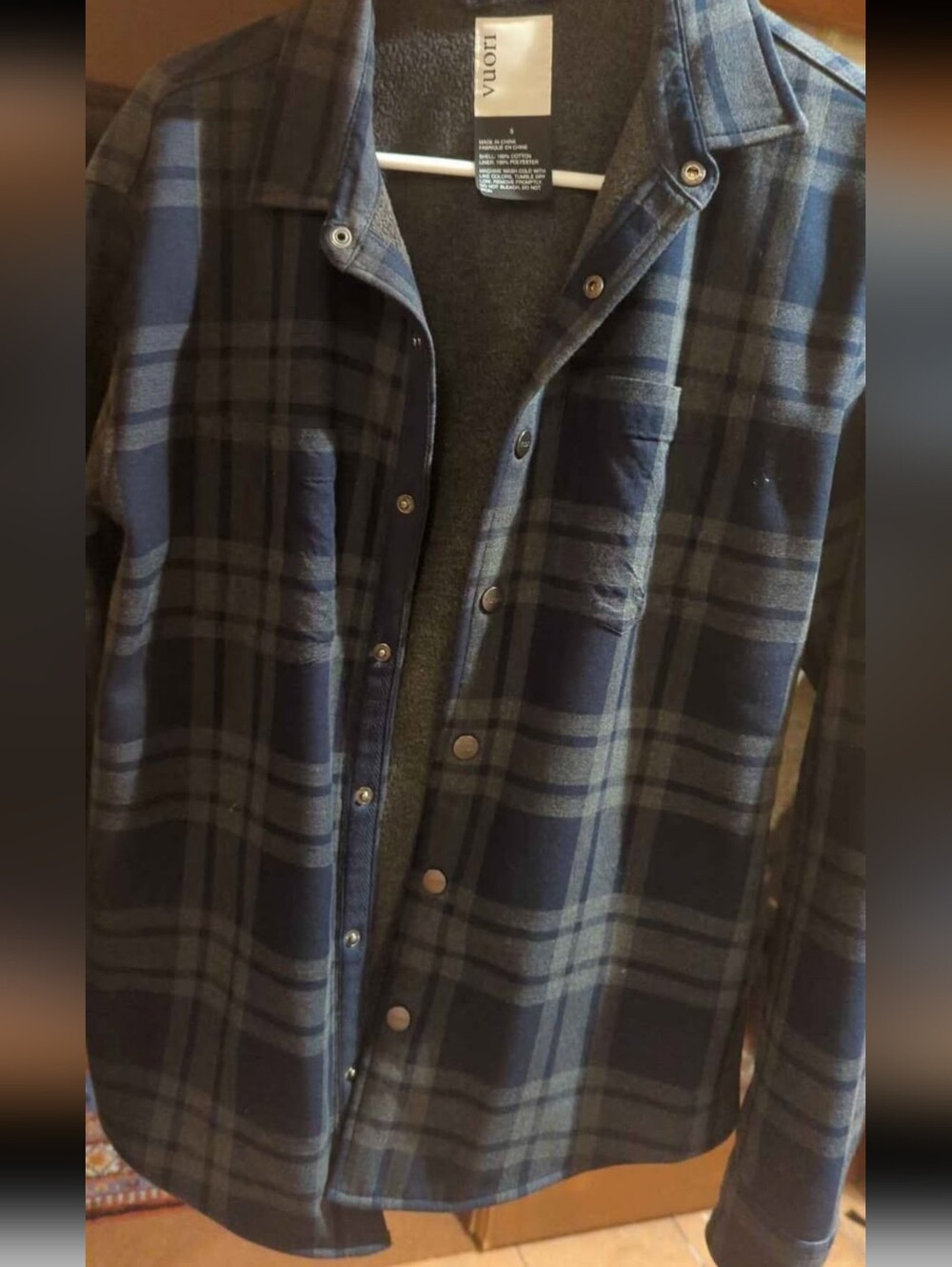 Vuori Blue and Grey Flannel Fleece-Lined Jacket